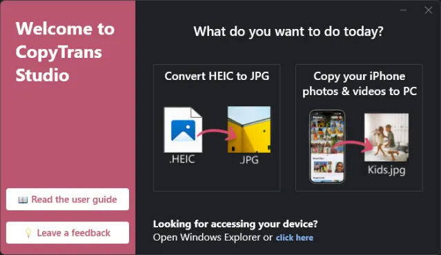 CopyTrans Studio ショートカット