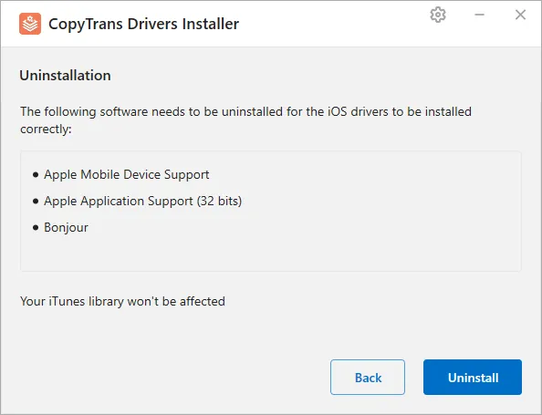 uninstall iTunes components