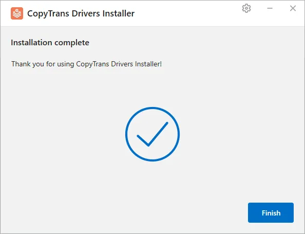 Installation of drivers is complete