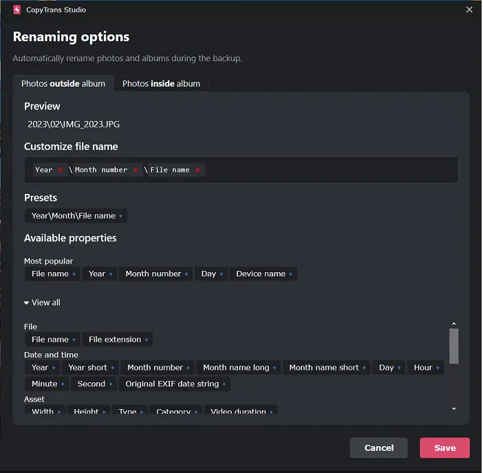 Renaming Option Settings