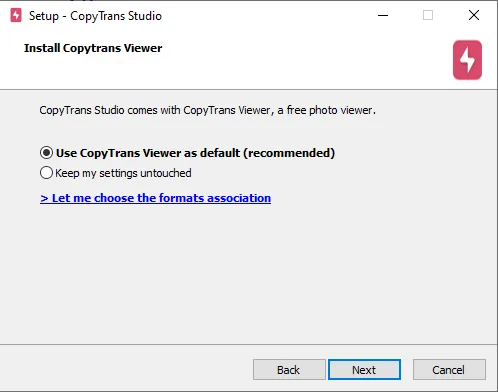 set CopyTrans Viewer as default