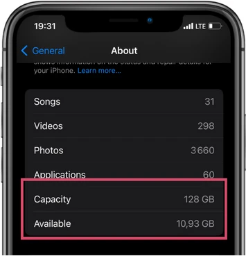 How to check iPhone capacity for CopyTrans