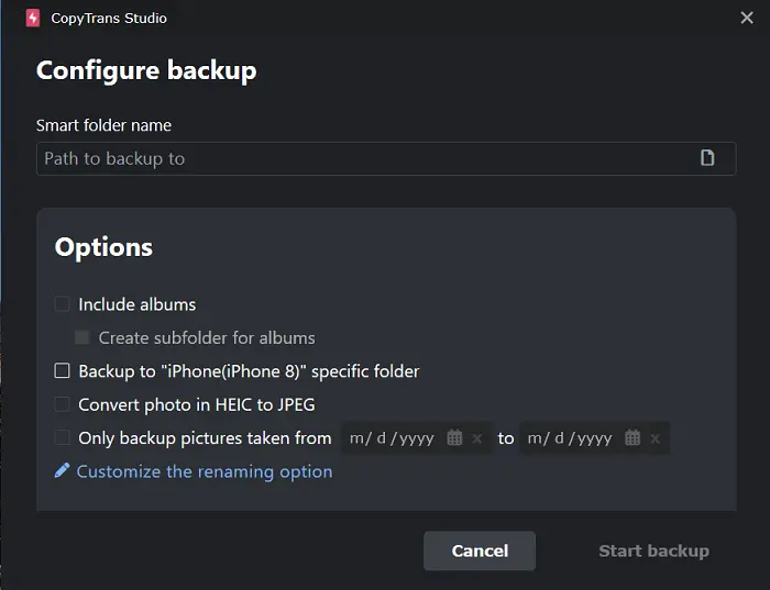 Configure Photo Library Backup