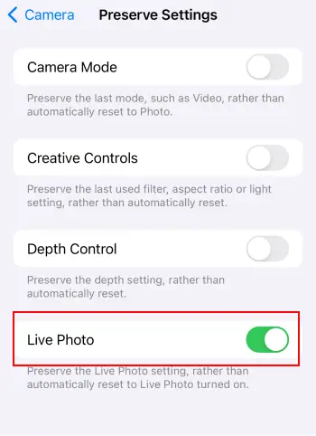 Turn off live photo on your iPhone