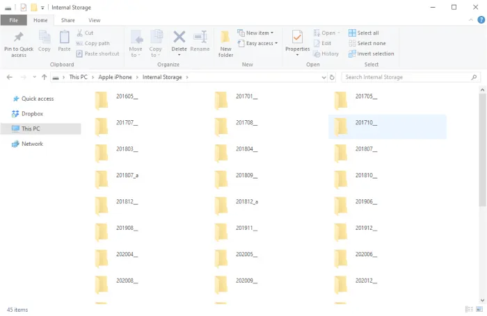 DCIM folders on PC