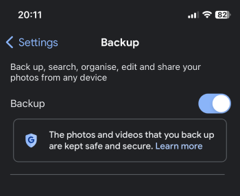 Google photo backup