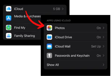 iCloud photos on iPhone