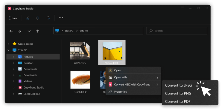 Convert HEIC to JPG, PDF or PNG