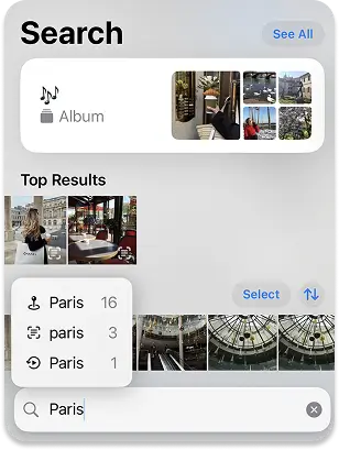 Search Places in Photos App