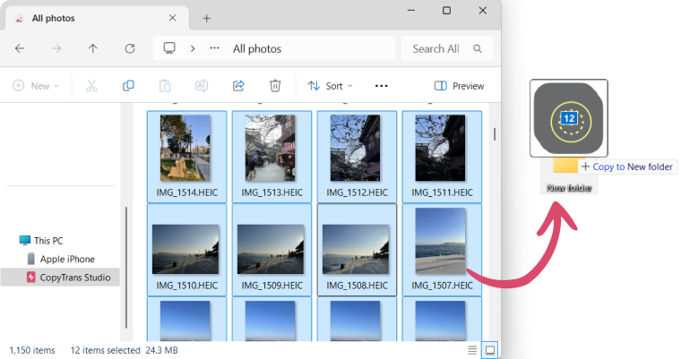 Copy iPhone photos to PC and convert to PDF
