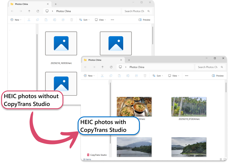 HEIC photos not seen on Windows