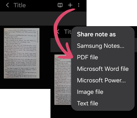 Share a Samsung note as a PDF file