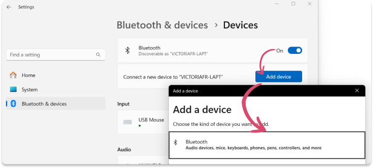 Add Samsung to Bluetooth on Windows