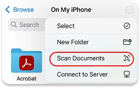 How to scan documents in Files