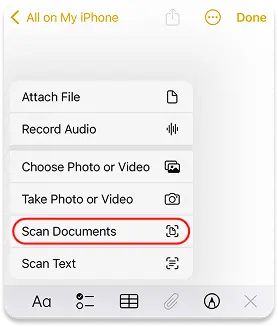 How to dcan photos with the Notes app