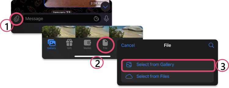 How to transfer pictures from iPhone to Samsung via Telegram?