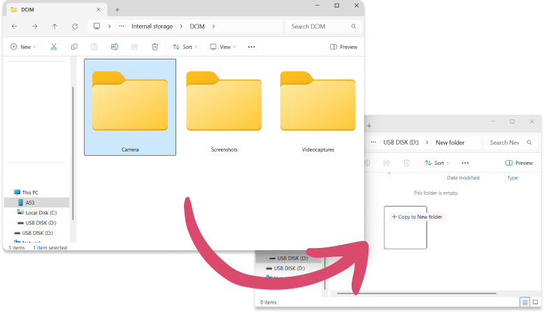 Transfer all Samsung photos to an external hard drive