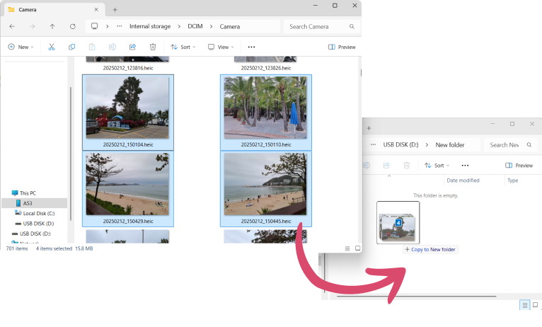 Transfer Samsung photos to an external hard drive