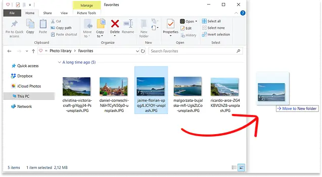 Drag-and-drop favorite photos