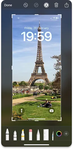 Markup on a screenshot