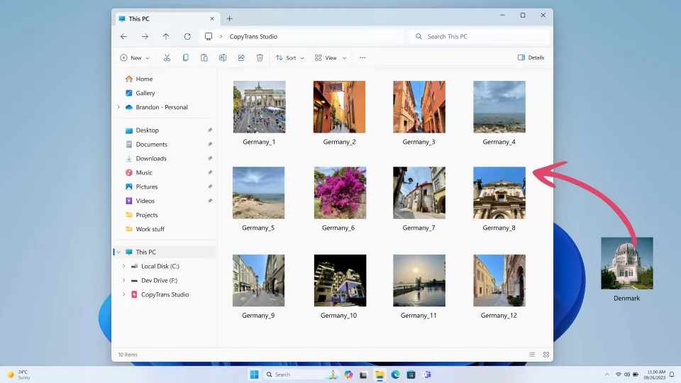 Drag and drop photos to Camera Roll